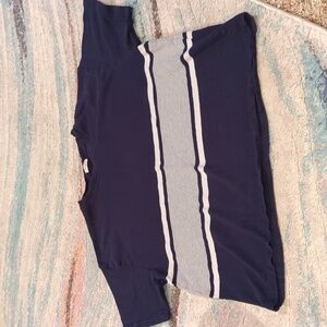 Brandy Melville John Galt Striped Blue Gray White Boxy Short Sleeve Size Small
